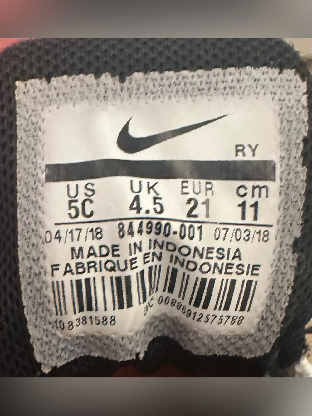 Nike Flex Experience RN5 Shoes Black White Heart Print Toddler Size 5C